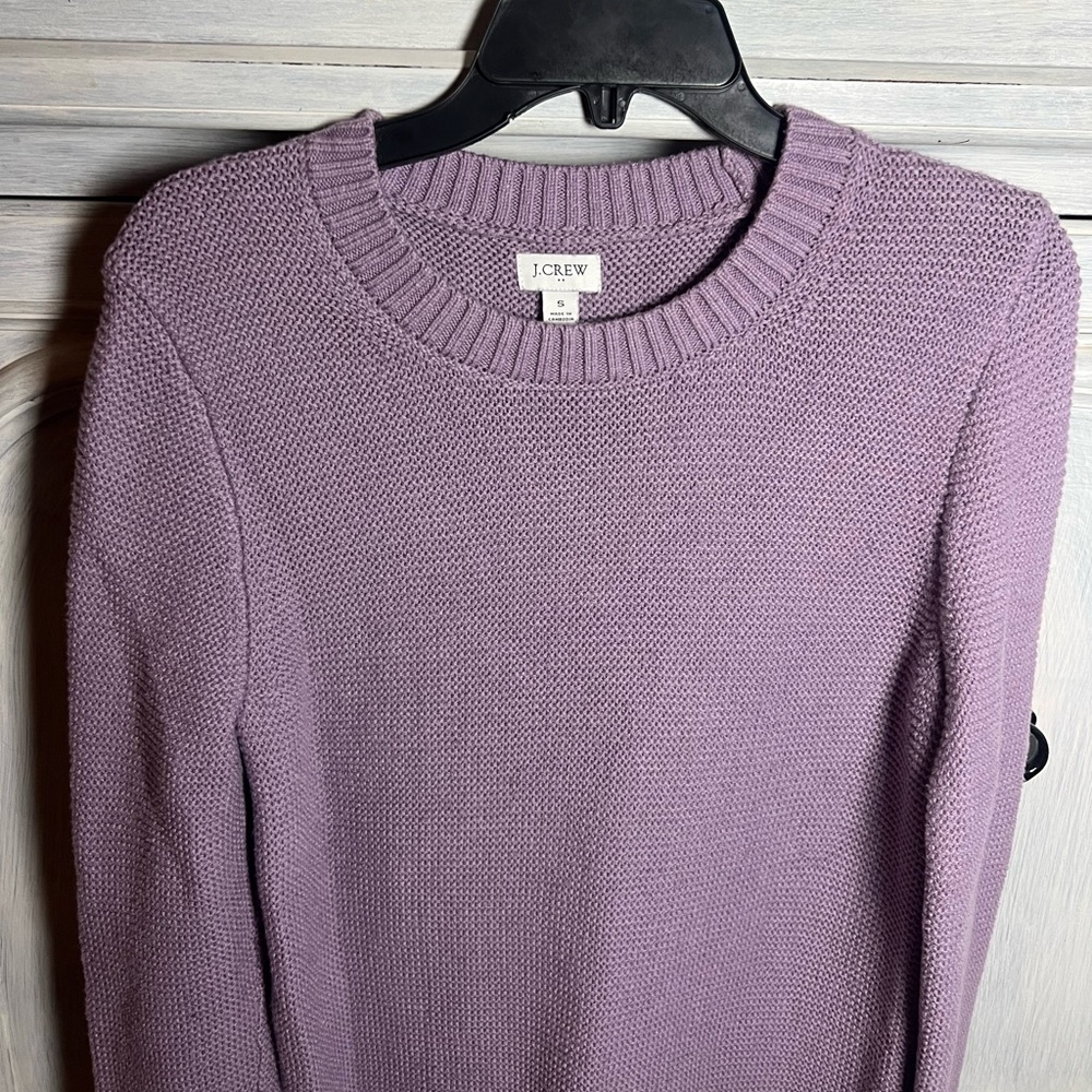 J. Crew Lavender Chunky Knit Classic Crewneck Sweater Cozy Preppy - Picture 5 of 8